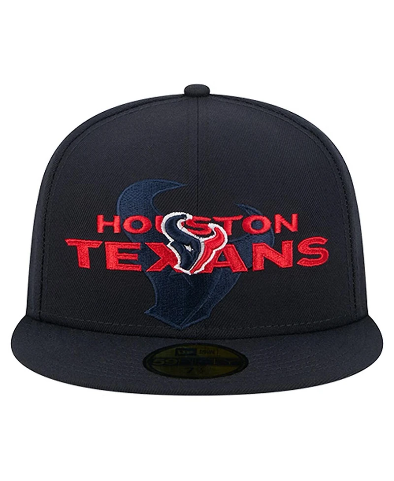 New Era Men's Navy Houston Texans Overlap Wordmark 59FIFTY Fitted Hat