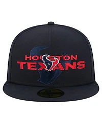 New Era Men's Navy Houston Texans Overlap Wordmark 59FIFTY Fitted Hat