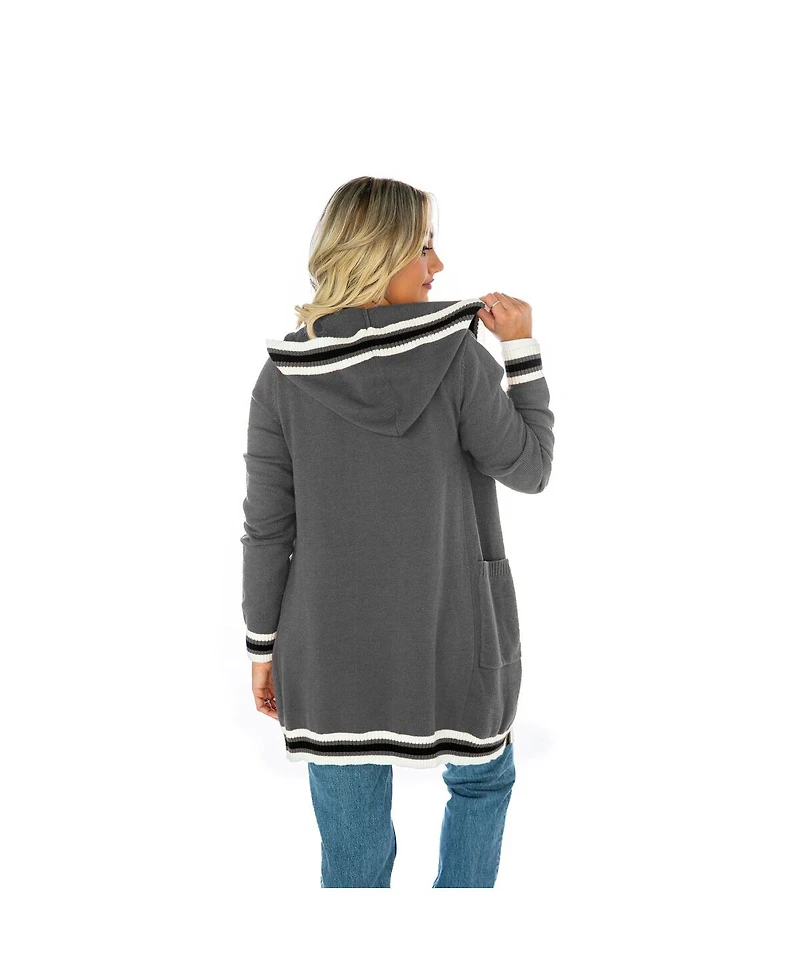 Gameday Couture Women's Gray Kansas Jayhawks Tri-Blend Rounded Stripe Cardigan