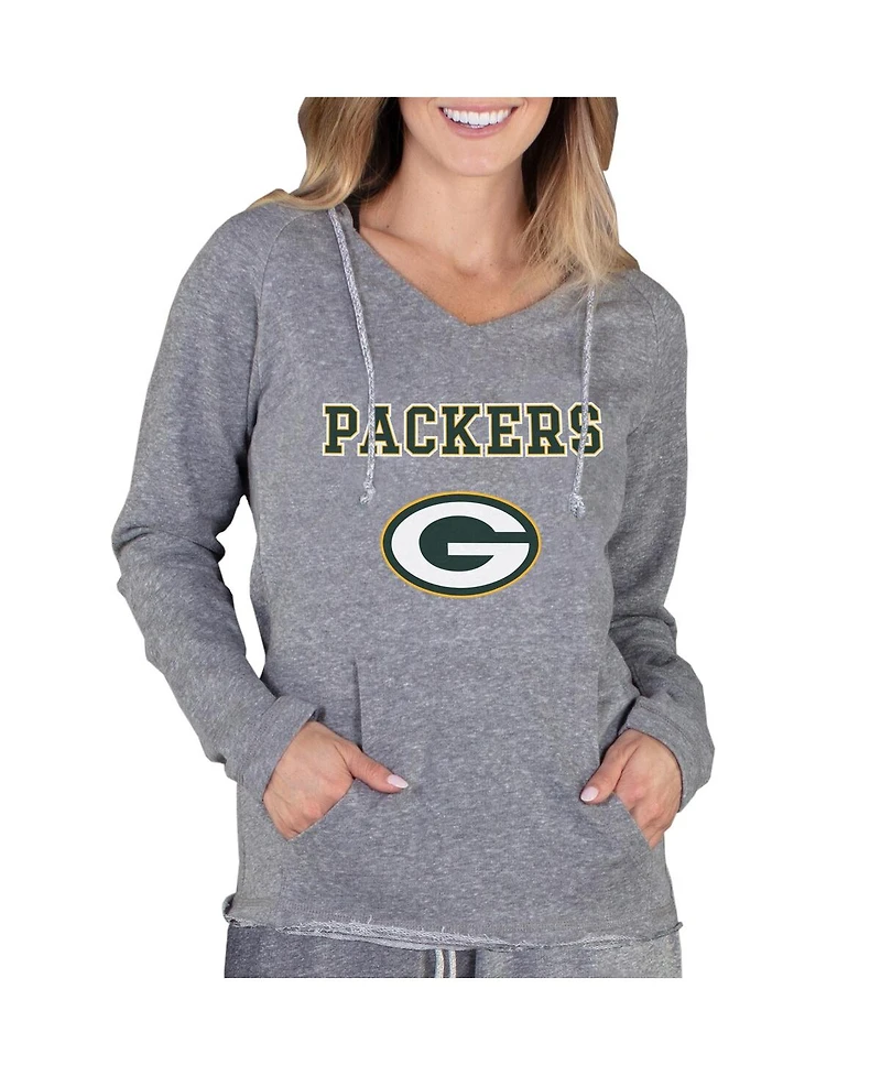 Concepts Sport Women's Gray Green Bay Packers Mainstream Tri-Blend Raglan Hoodie V-Neck Top