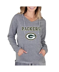 Concepts Sport Women's Gray Green Bay Packers Mainstream Tri-Blend Raglan Hoodie V-Neck Top