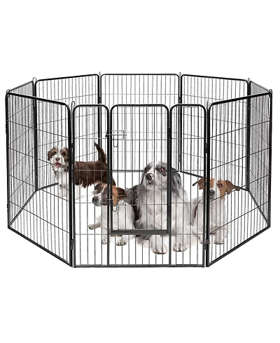 Sugift 8 Metal Panel Heavy Duty Pet Playpen Dog Fence with Door-48 inches