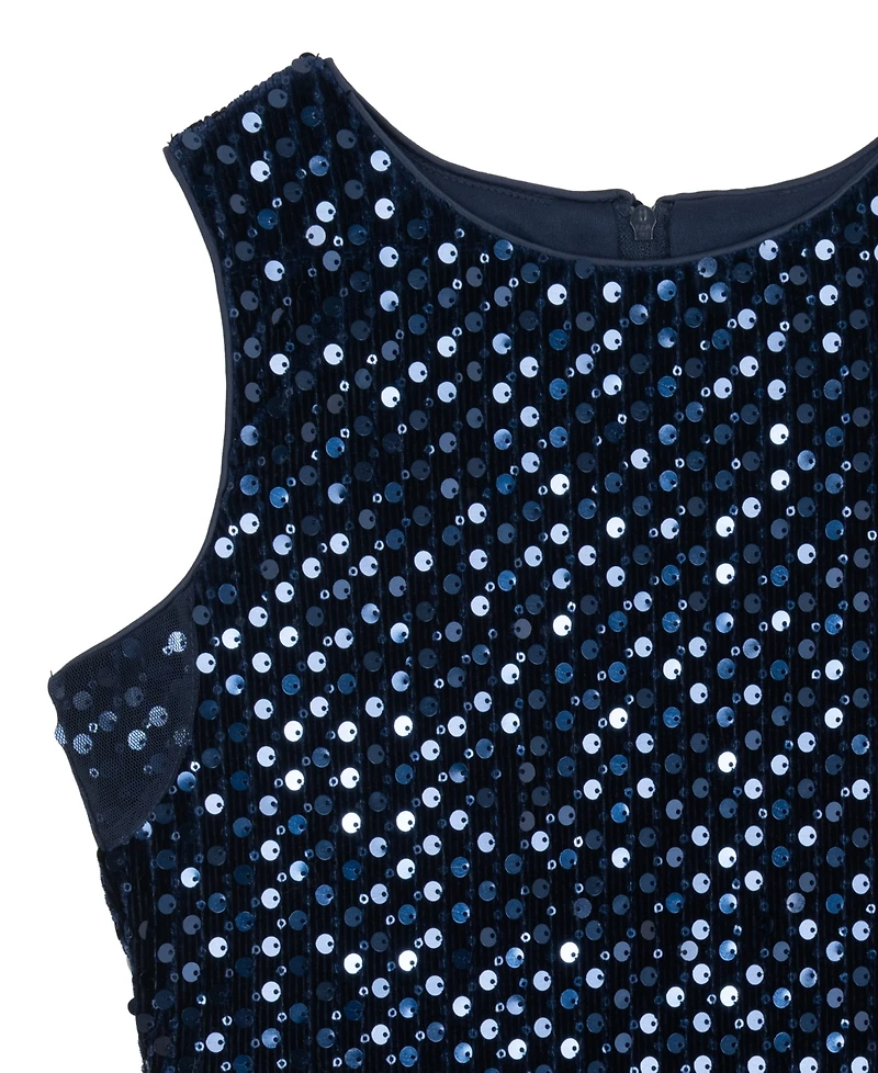 Rare Editions Girls 7-16 Sequin Velvet Sleeveless Dress