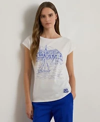 Lauren Ralph Lauren Womens Graphic Short Sleeve Top