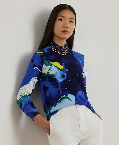 Lauren Ralph Women's Petite Abstract-Motif Long-Sleeve Sweater