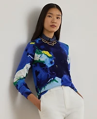 Lauren Ralph Women's Petite Abstract-Motif Long-Sleeve Sweater