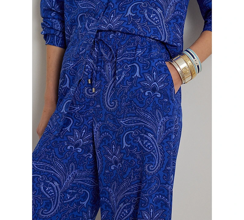 Lauren Ralph Petite Paisley Crepe Wide-Leg Pants