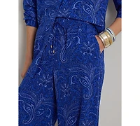 Lauren Ralph Petite Paisley Crepe Wide-Leg Pants