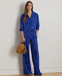 Lauren Ralph Lauren Womens Relaxed Fit Paisley Crepe Shirt