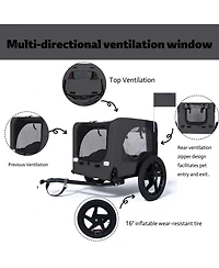 Airsurfer Outdoor Heavy Duty Collapsible Pet Bike Trailer with 16 Inch All-Terrain Wheels Dog and Cargo Carrier Cart for Bicycles