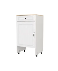 Casainc Robot Vacuum Stand Cabinet with Wheels, Storage Rack with Doors and Drawers, Side Table for Home or Office