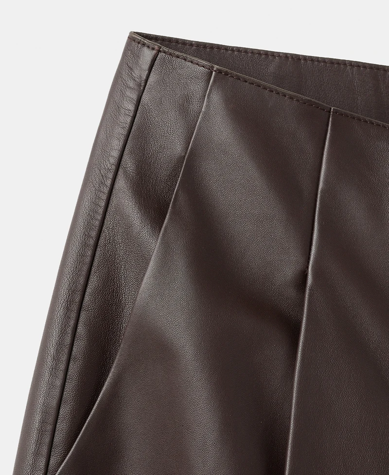 Mango Women's Leather Straight-Leg Pants