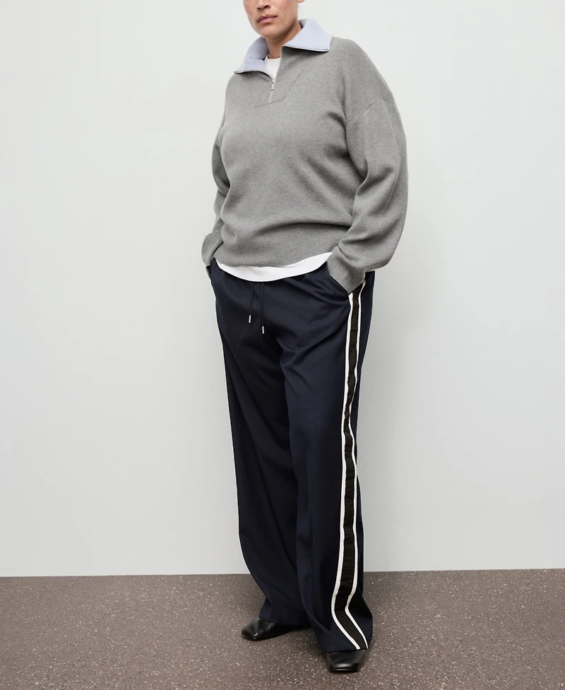 Mango Women's Contrast Stripe Straight Pants