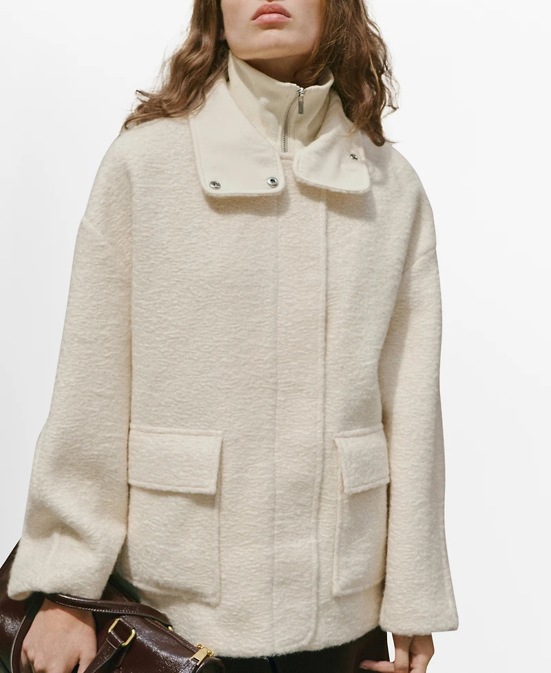 Mango Women's High Neck Boucle Jacket