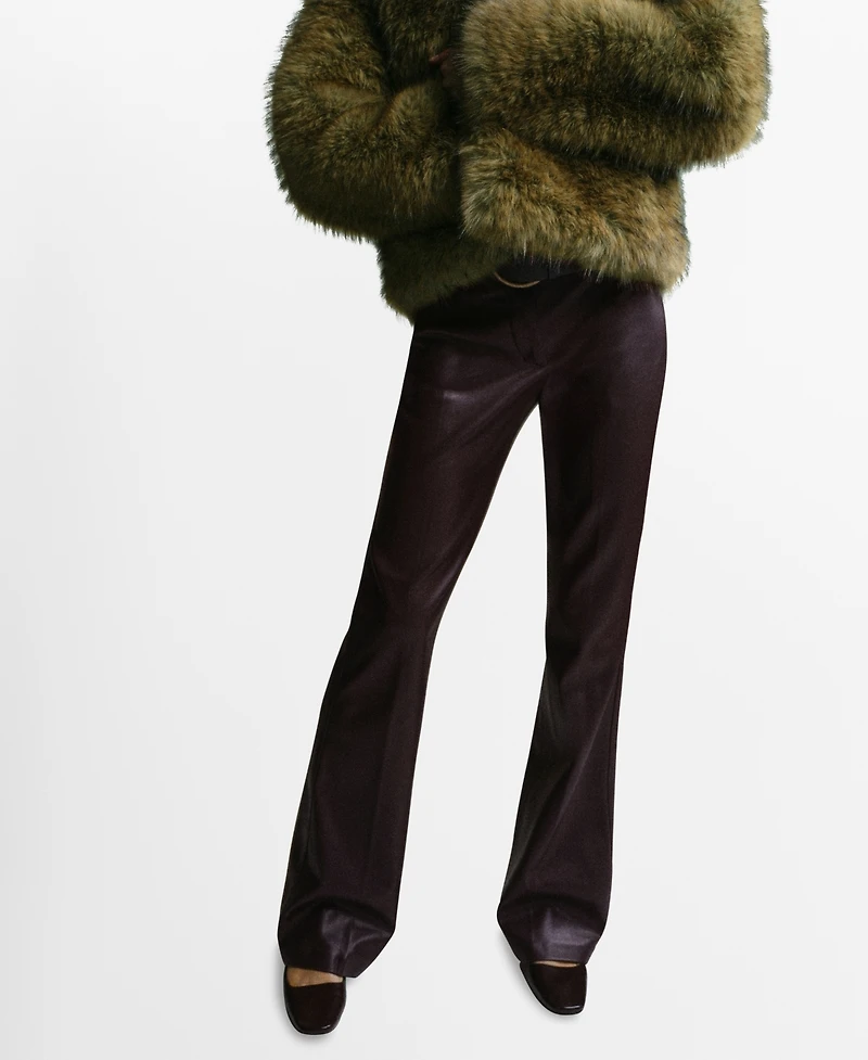 Mango Women's Leather-Effect Slim-Fit Pants