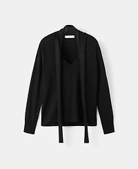 Mango Women's Scarf Detail V-Neck Sweater