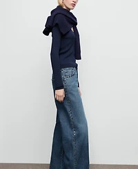 Mango Women's Wide-Leg Studded Jeans