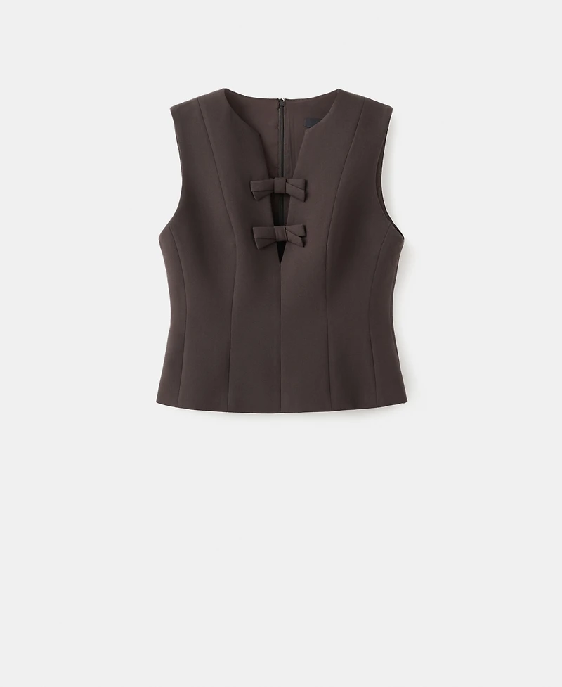 Mango Women's Bows Detail V-Neck Blouse