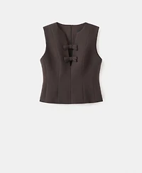 Mango Women's Bows Detail V-Neck Blouse