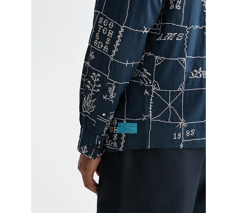 Scotch & Soda Men's All-Over Embroidered Shirt