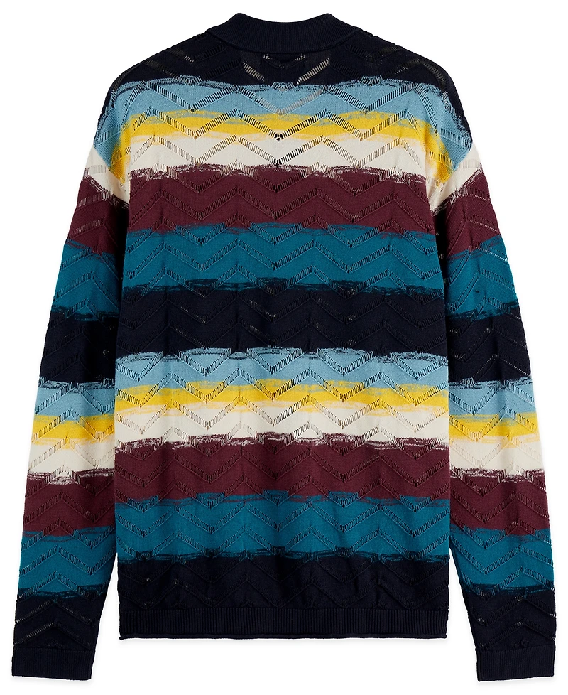 Scotch & Soda Men's Open Structure Knitted Stripe Sweater