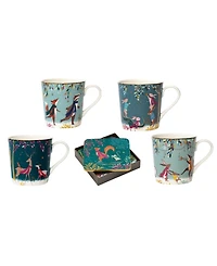 Portmeirion Sara Miller Woodland Tales Mugs and Coaster 8-Pc. Set, Service for 4