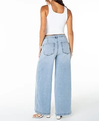 Celebrity Pink Juniors' Embellished Mid-Rise Wide-Leg Jeans
