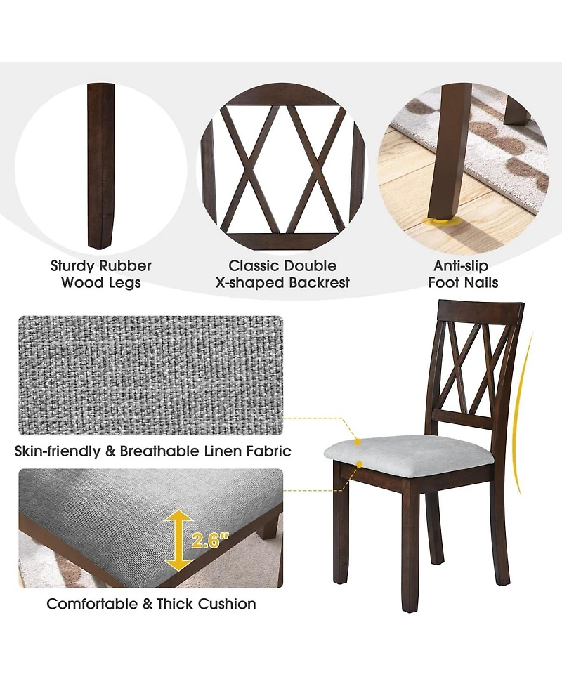 Maison Boucle 5-Piece Drop Leaf Dining Table Set with 4 Upholstered Chairs, Space-Saving Kitchen for Small