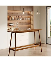 Tribesigns 63" Bar Table, Counter Height Table with Solid Wood Legs
