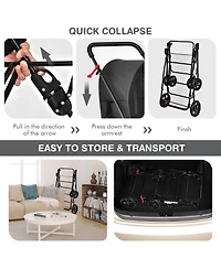 Sugift 4-in-1 Double Pet Stroller with Detachable Carrier and Travel Carriage