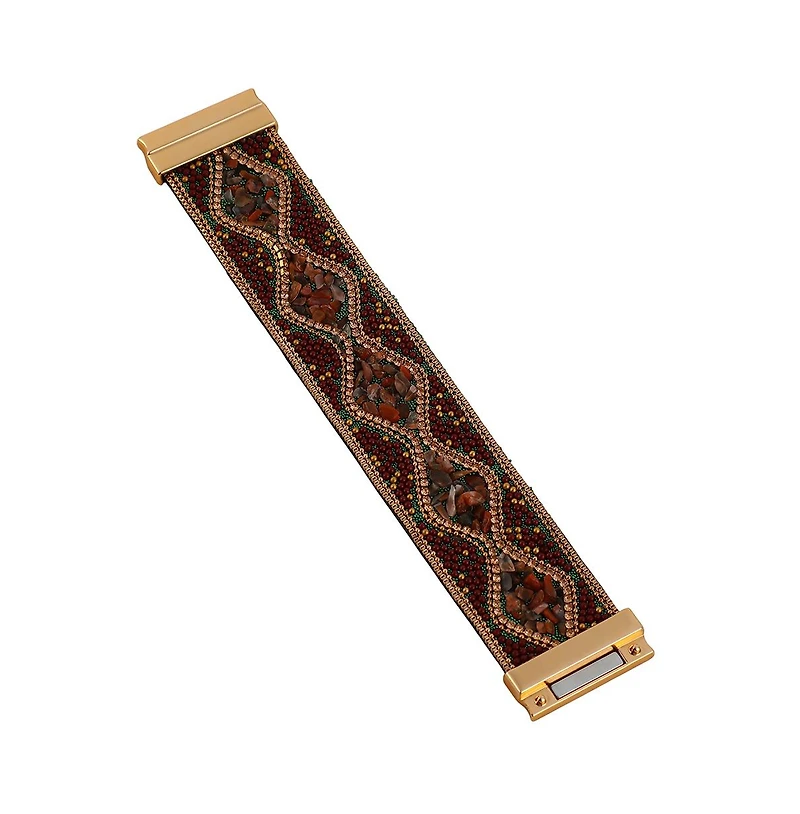 Women's The Moziac-Swirl Statement Bracelet - Forest Green & Wine Red