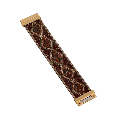 Women's The Moziac-Swirl Statement Bracelet - Forest Green & Wine Red