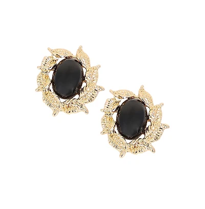 Women's The Victorian-Foliage Stud Earrings - Antique Gold