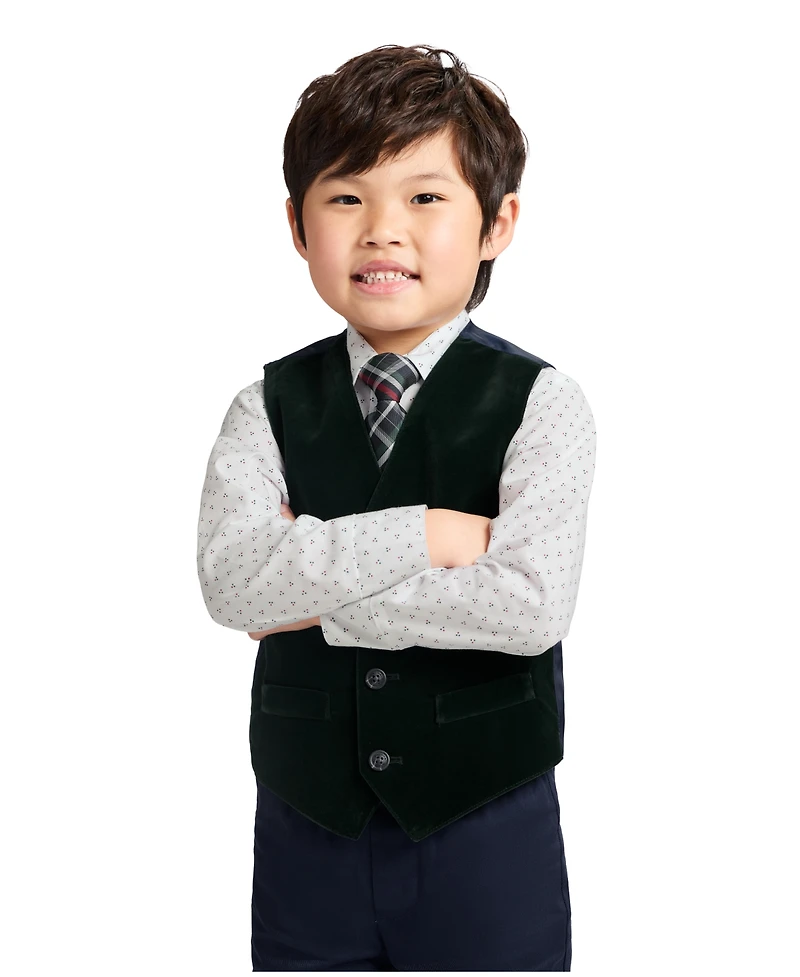 Nautica Boys 2T-7 4-Piece Shirt, Tie, Vest and Pants Set