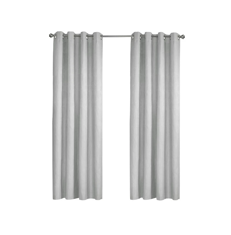 Thermaplus Margot 100% Blackout Subtle Textured Geometric Pattern Grommet Curtain Panel 52" x 95" White