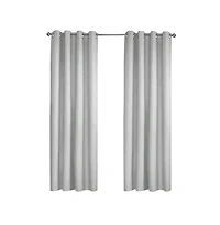 Thermaplus Margot 100% Blackout Subtle Textured Geometric Pattern Grommet Curtain Panel 52" x 95" White