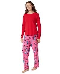 Hue Women's Solid Long-Sleeve Crewneck Pajama T-Shirt