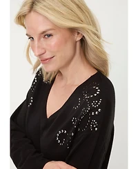 Olsen Women's Embellished Fine Gauge Sweater