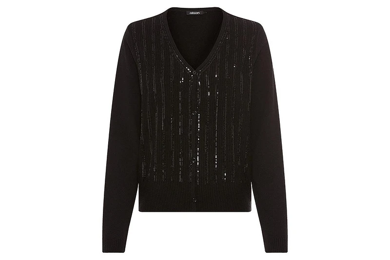 Olsen Women's Rib Knit Cardigan with Sequin Detail Sweater