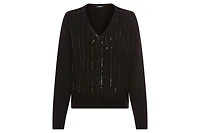 Olsen Women's Rib Knit Cardigan with Sequin Detail Sweater