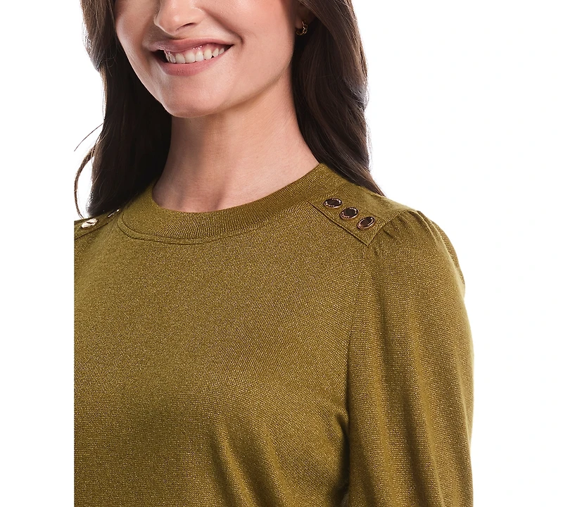 Rafaella Petite Metallic Puff Long Sleeve Top