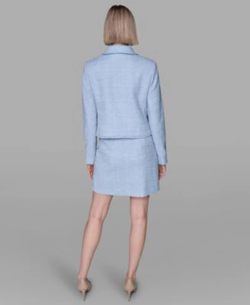 Karl Lagerfeld Paris Womens Five Button Cropped Tweed Jacket Tweed Mini Skirt