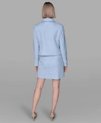 Karl Lagerfeld Paris Womens Five Button Cropped Tweed Jacket Tweed Mini Skirt