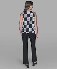 Karl Lagerfeld Paris Women's Sleeveless Printed V-Neck Top