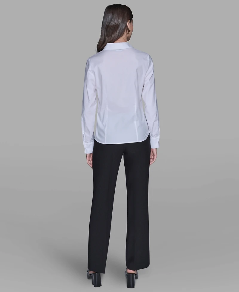 Karl Lagerfeld Paris Women's Cinched Waist Collared Top