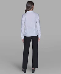 Karl Lagerfeld Paris Women's Cinched Waist Collared Top