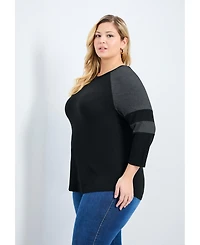 Avenue Women's Splice Sleeve Color Top