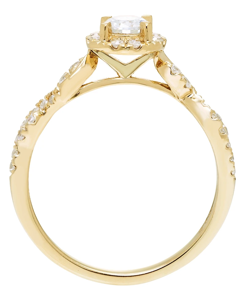 Macy's Diamond Halo Ring (1/2 ct. t.w.) in 14k Yellow Gold