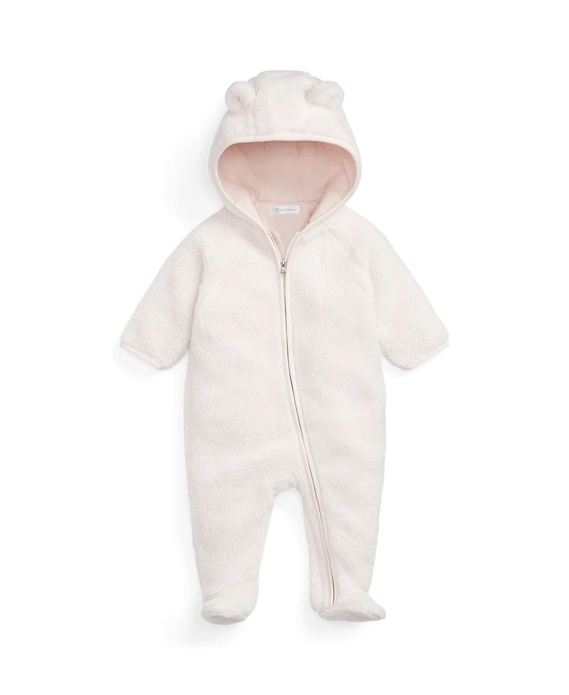 Polo Ralph Lauren Baby Girls Bear Ear Bunting Long-Sleeve Coverall