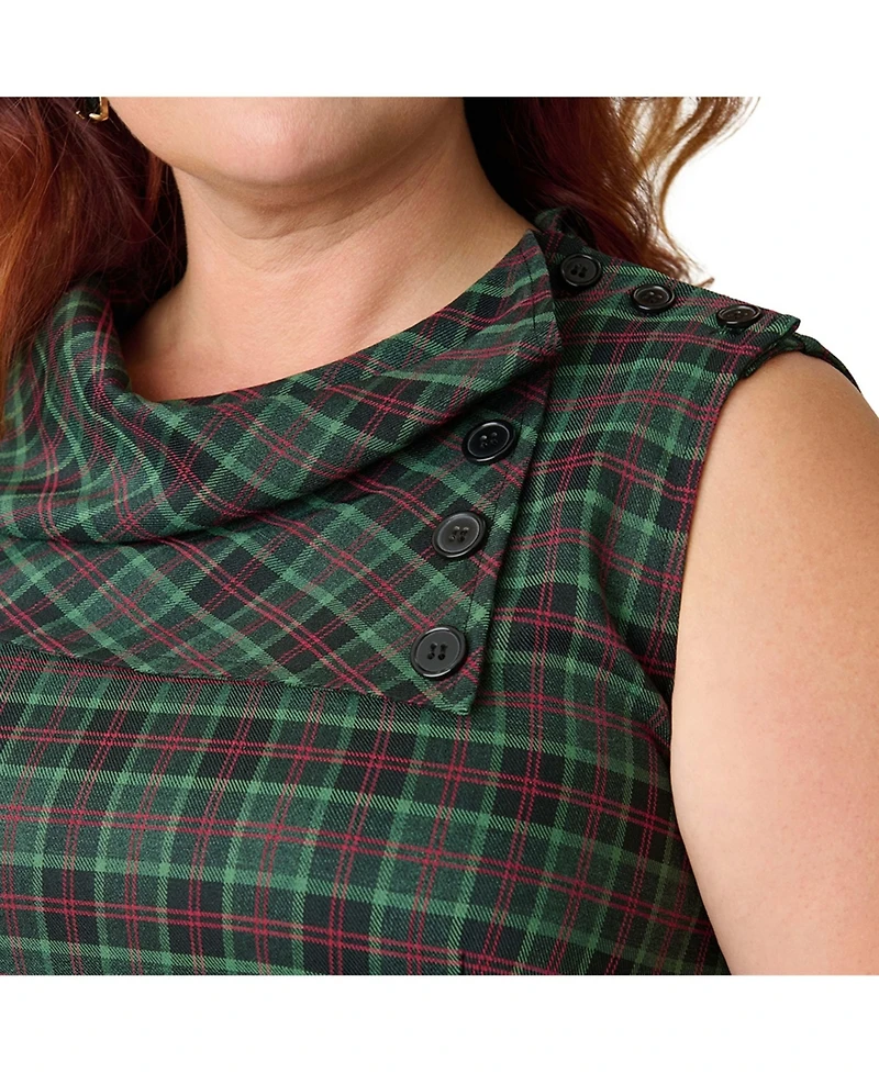 Plus Size Funnel Neck Flare Dress